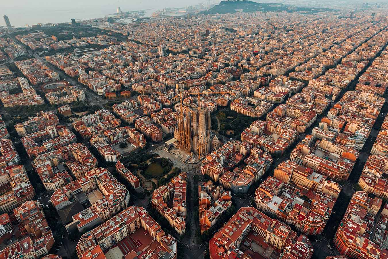 Barcelona cityscape with Sagrada Família in foreground