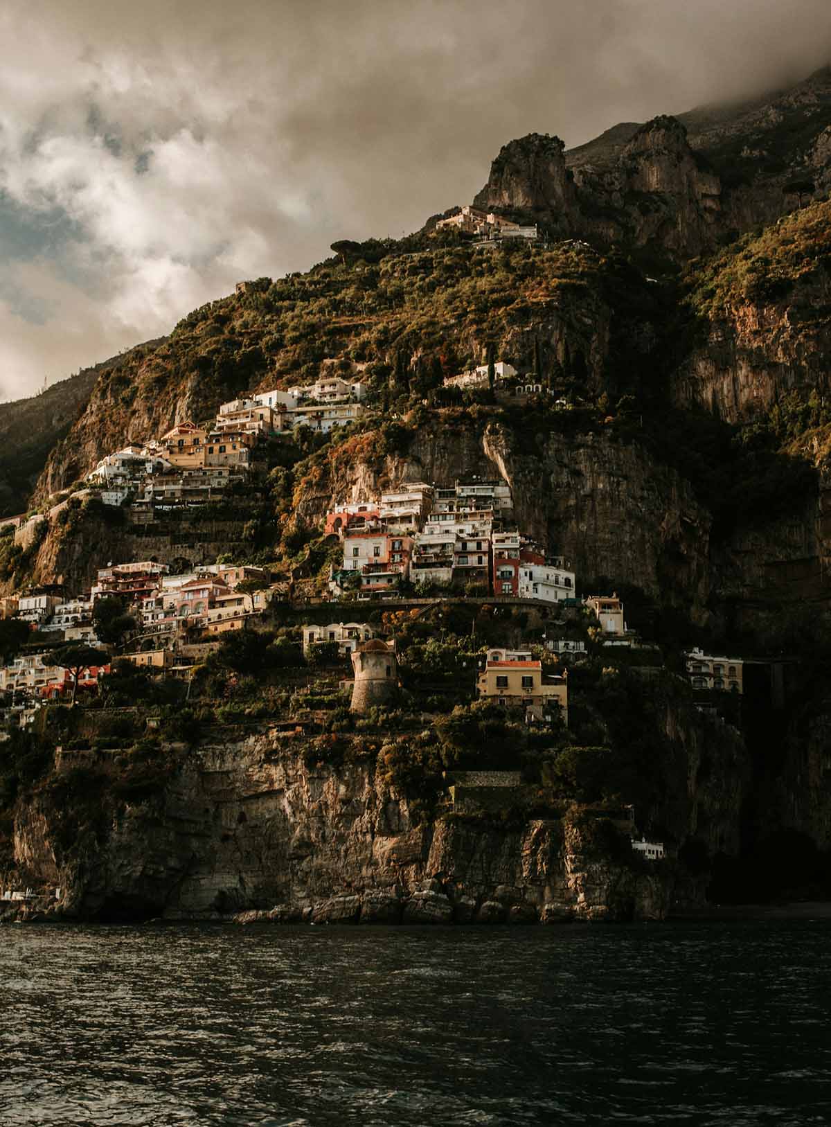 Houses on the cliffs of Amalfi town, Amalfi Coast, Italy
